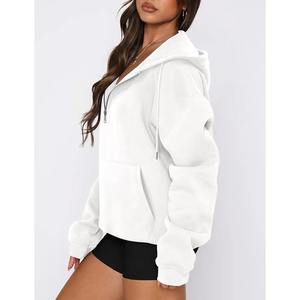 Crop Women Hooded Custom Logo Design Anti-Pilling Custom Women Hoodies Sweatshirt Cotton Warm Up Fleece Long Sleeves Hood - Product Image 1