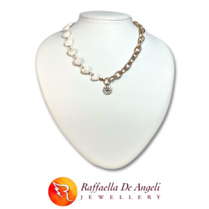 Romantic Women's Alloy Beaded <b>Pendant</b> Necklace Heart-Shaped Magnesite Pearls <b>Crystal</b>-Colored Half-<b>Crystals</b> Durable Stylish - Product Image 2