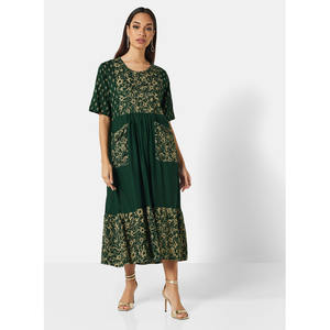 ELEGANTE CLASSY MORDEN FRONTAL ESTILO DORADO IMPRESO SUAVE COLOR ROSA CALIENTE CORTO IMPRESO CASUAL ÁRABE TRADICIONAL KAFTAN JALABIYA D - Product Image 3