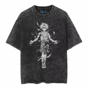 เสื้อยืดสไตล์วินเทจทรงโอเวอร์ไซส์ ล้างสีแบบแอซิด สตรีทแวร์ ดีไซน์ขาดๆ ผ้าฝ้าย 100% ไซส์พลัส วัสดุผ้าฝ้าย ปี 2026 - Product Image 2