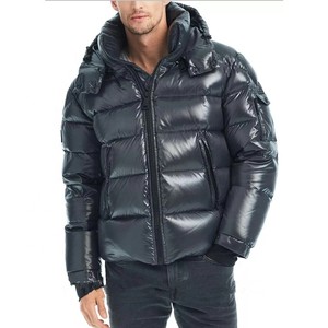 Chaqueta de Burbuja de Nailon Personalizada al por Mayor, Chaqueta Acolchada de Invierno para Hombre con Capucha Brillante Extraíble, Cierre de Cremallera de Talla Grande - Product Image 4