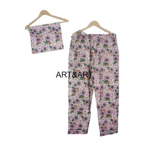 ชุดชุดนอนยาวผ้าฝ้ายน้ำหนักเบาพิมพ์ลายดอกไม้สำหรับใส่อยู่บ้านชุดฤดูร้อนงานแฮนด์เมดใหม่อินเดีย - Product Image 3