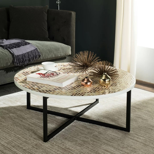 Top Design Creative Seashell <b>Coffee</b> Tables Living Room Furniture Mother of Pearl Inlaid Top and Metal <b>Stand</b> Tables - Product Image 2