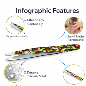 Pince à épiler légère de qualité supérieure, imprimée multicolore, en acier inoxydable, pour sourcils, précision, épilation des poils, cosmétique - Product Image 3