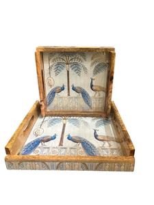 Plateau de service en bois élégant à bas prix avec design personnalisable et motif floral moderne pour la décoration de la maison de mariage et la fête - Product Image 3