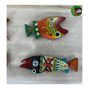 Figurine de poisson en bois sculptée à la main, poisson en bois peint Art populaire décor à la maison côtière ornement de collection de Style mexicain rustique - Product Image 2