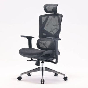 Chaise ergonomique haut de gamme en chrome avec dossier haut, assise en mousse et tissu réglable en hauteur, appui-tête réglable, design pliable - Product Image 4