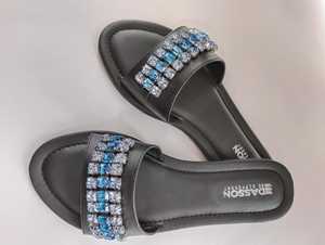 Sandales plates et confortables de couleur noire diamant, dernière tendance, haute qualité, meilleures ventes de fête, prix de gros, 2022 - Product Image 2