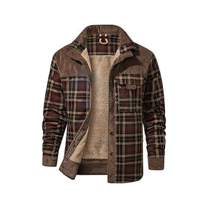 Chemise-veste en flanelle à carreaux doublée en sherpa pour homme avec fermeture à boutons-pression, veste d'hiver chaude, doublure en polaire épaisse et douce, décontractée - Product Image 1