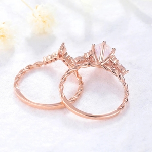 Bague de mariage en or massif 100% naturel, pierre précieuse en pierre de lune arc-en-ciel, nouveau design luxueux, bijoux fins avec diamants véritables - Product Image 4