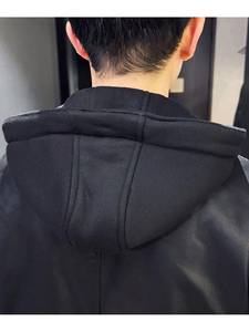 Veste en cuir pour hommes avec design personnalisé Veste en cuir de couleur unie Vêtements de rue Veste en cuir pour hommes pour la saison d'hiver - Product Image 3