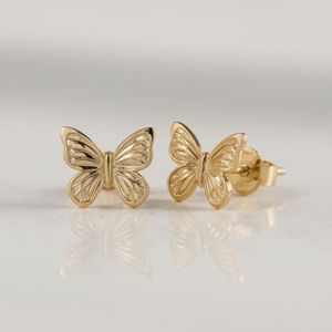 Boucles d'oreilles clous papillon en or 18 carats et platine pour femmes, bijoux fins de luxe, tendance, élégants, OEM Thaïlande - Product Image 3