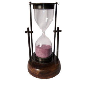 Temporizador de arena de latón de diseño moderno de alta venta con base de madera Color púrpura decoración de escritorio náutica producto de regalo - Product Image 1
