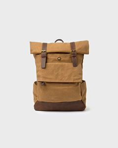 Leather Canvas Waterproof Luxury Lightweight <b>Large</b> Capacity Travel School Laptop <b>Backpack</b> with Leather Trim Design LCBP-0014 - Product Image 3