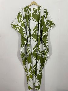 Vestido caftán floral de verano hecho a mano para mujer, bata larga de algodón 100% con cintura Natural, ropa de moda india - Product Image 5