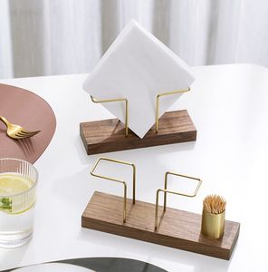 Servilletero de lujo Diseño clásico Hogar Cocina Mango Acacia Mesa de comedor de madera Almacenamiento de metal decorativo para cajas de pañuelos - Product Image 5