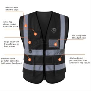 Prix de gros Gilet de sécurité réfléchissant Séchage rapide Polyester respirant Construction Fermeture à glissière Hi Vis Vêtements de sécurité ANSI - Product Image 4