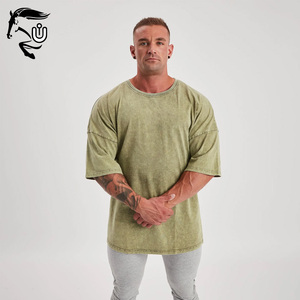 T-shirt de sport pour hommes de haute qualité en gros Logo personnalisé lavage à l'acide en détresse impression meilleur matériel tricoté Style de remise en forme - Product Image 4