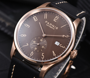 <span class=keywords><strong>Parnis</strong></span> 42MM argent automatique mécanique montre pour hommes bracelet en cuir calendrier affichage Hangzhou mouvement 22mm bande Reloj Hombre - Product Image 6