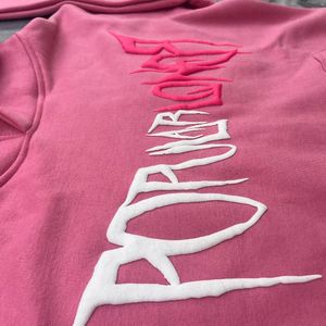 Sweat-shirt à capuche surdimensionné 100% coton brodé pour hommes à imprimé bouffant - Product Image 3