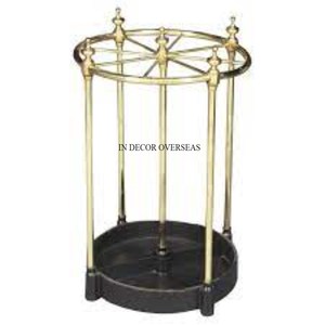 Porte-parapluie fantaisie unique en métal plaqué or fabriqué à la maison et à l'hôtel avec base enduite de poudre de couleur noire - Product Image 1