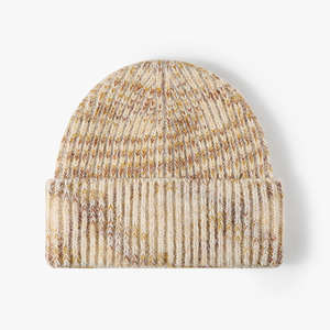 Bonnet d'hiver coloré mélange de couleurs confortable Bonnet en tricot d'hiver Bonnet en tricot multicolore avec revers OEM/ODM - Product Image 1