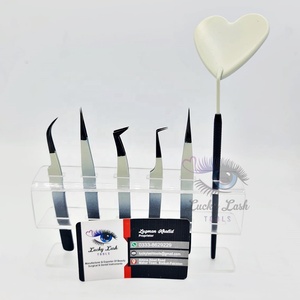 Pinzas de extensión de pestañas de acero inoxidable con etiqueta personalizada de alta calidad, punta de fibra mitad negra y mitad blanca para uso en cejas - Product Image 4