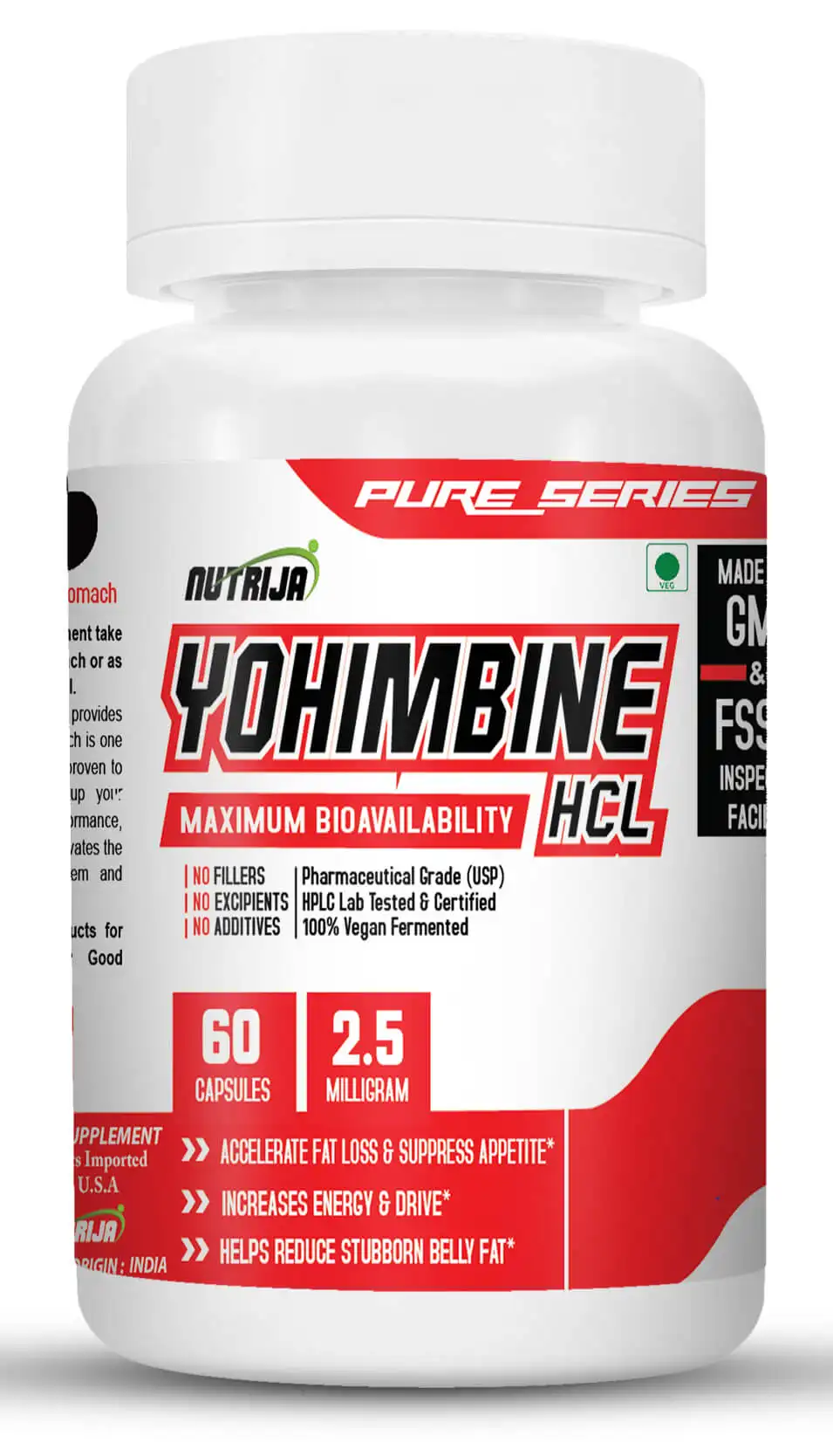 Yohimbin HCL 2.5mg [強度と強力な脂肪バーナー]-60カプセルのパック