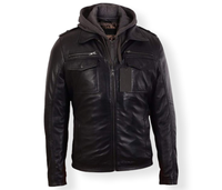 Blouson en cuir véritable de vache pour homme, style motard vintage en toile, col montant, imperméable, coupe-vent, anti-UV, respirant, motif dessin animé