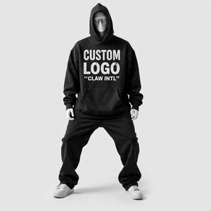 Custom Stacked Heavyweight Jogger pantalones de chándal holgados y Sudadera con capucha Set 2 piezas Fleece Men Sweatsuits Pullover Chándales para hombres - Product Image 1