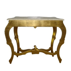 Luxury Antique Hall <b>Table</b> Gold Leaf <b>Console</b> <b>Table</b> with Marble Top Hand Craved Entrance <b>Table</b> <b>for</b> French Style Home Furniture - Product Image 6
