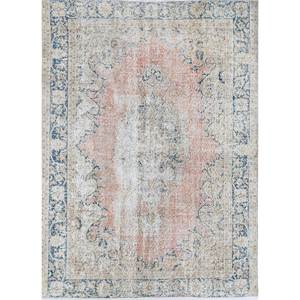 Alfombra de Lana Anudada a Mano Estilo Vintage, Diseño Abstracto con Medallón Azul, para Sala de Estar, Pasillo, Rectangular, Diseño de Patchwork, Pae-2926 - Product Image 1