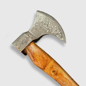 Hache en acier Damas à motif personnalisé, qualité supérieure, outil artisanal avec manche en bois pour le camping et le bushcraft - Product Image 6