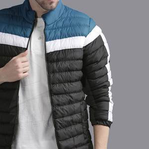 Veste matelassée unie pour homme, col montant, respirante, en nylon/polyester, coupe-vent, décontractée, style urbain, vente en gros - Product Image 3
