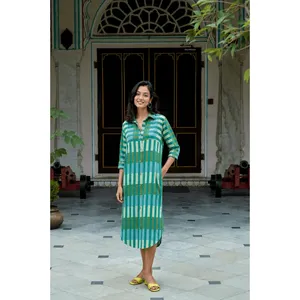Robe chemise élégante en viscose à rayures cabana pour femmes |   Options respirantes pour le bureau, disponibles en grandes tailles - Product Image 3