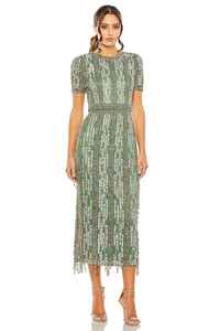 ชุดเดรสผ้าไหมลายดอกไม้ประดับด้วยเลื่อมสไตล์วินเทจชุดเดรสเข้ารูปแขนสั้นประดับด้วยลูกปัดชุดเดรสลำลองแบบทางการระบายอากาศได้ - Product Image 4