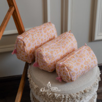 Personnaliser ensemble professionnel de 3 pièces de luxe à motifs floraux de qualité voyage trousse de toilette écologique en coton doux pour le maquillage et la beauté