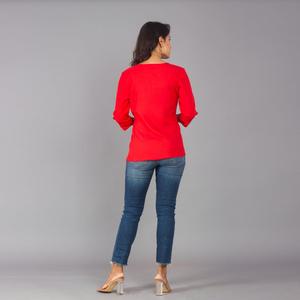 Rayon <b>Red</b> Vintage <b>Crop</b> <b>Top</b> Women's Casual Neck <b>Top</b> Button Decoration Woven Fashionable <b>Top</b> for Spring Summer Autumn Size XL - Product Image 6