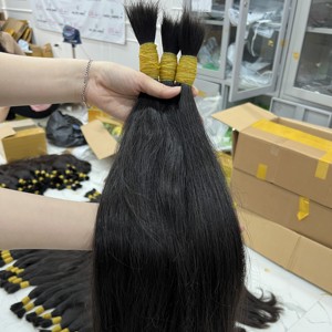 Extensiones de cabello humano virgen vietnamita negro largo alineado cutículas a granel de un donante al por mayor - Product Image 2