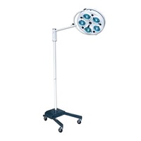 Lampe d'opération verticale électrique sans ombre à 5 réflecteurs, sur pied ou à fixation par bride, pour hôpitaux et cliniques dentaires, IRC 98, 80000 Lux