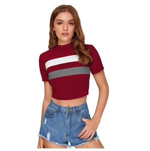 Dernier t-shirt indien exclusif à la mode à tricoter RedTops femmes confortables vêtements réguliers hauts courts formels de la boutique indienne - Product Image 1