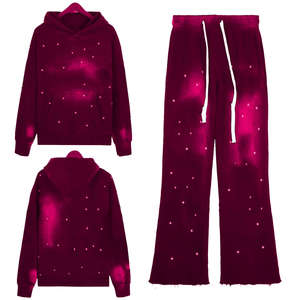 Conjunto de Sudadera con Capucha y Pantalones Acampanados de Felpa Gruesa con Pedrería para Hombre, Talla Grande, Transpirable, Personalizado, para Invierno - ¡Oferta! - Product Image 5