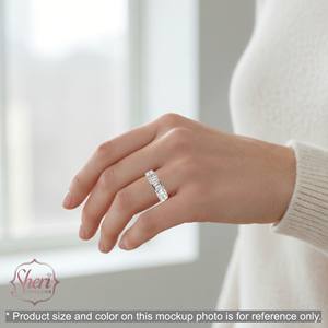 Anillo de Diamantes Naturales de Corte Brillante Redondo y Baguette, Estilo Banda, Oro Blanco Sólido de 18K, Color F-G, Claridad VS2-SI1, para Mujer, Sheri Jewels - Product Image 4