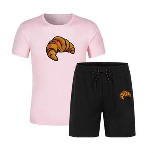 Survêtement Patchwork t-shirt et short 2 pièces ensemble pour hommes été en gros LOGO personnalisé joggeurs vêtements de sport salle de sport - Product Image 2