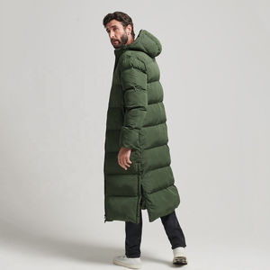 Veste longue matelassée personnalisée en gros, col montant, logo frontal, manteau en duvet, parka pleine longueur, chaude, coupe-vent, OEM ODM, vêtements d'extérieur - Product Image 3