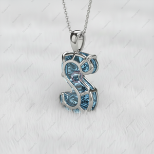 Pendentifs et breloques fantaisie en argent 925 plaqué or, alphabet bleu, bijoux fins, diamants de laboratoire certifiés GIA IGI VVS - Product Image 4