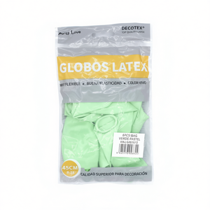 Globos de Látex Decotex 45cm Verde Pastel, Bolsa de 6 Piezas, Decoración para Fiestas - Product Image 2