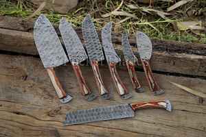 Juego de cuchillos de Chef de acero de Damasco de 7 piezas con mango de madera, cuchillos de cocina en restaurante profesionales para uso doméstico, 10 Uds. - Product Image 4