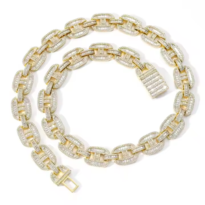 Collar de cadena cubana de Nariz de cerdo de 16mm Moissanite corte redondo diamante 925 plata y oro Ideal para regalos eventos y estilo diario - Product Image 6