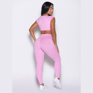 Leggings de sport à taille haute, personnalisés, rose, élastiques, à la mode, à séchage rapide et respirants, pour femmes - Product Image 5